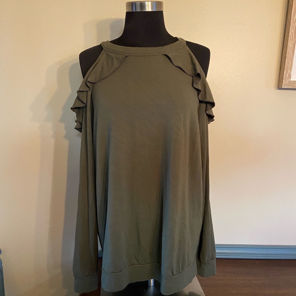 Express One Eleven army green shirt